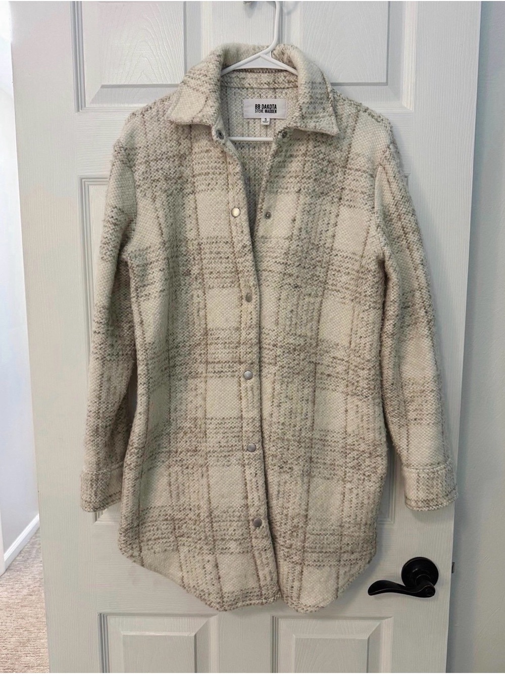 BB Dakota Cream Plaid Button-Front Shacket